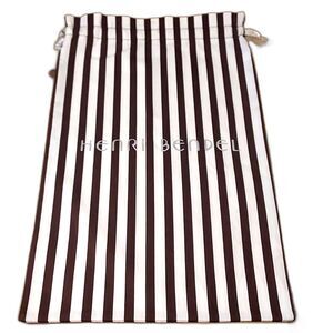 Henri Bendel Dust bag striped brown white Drawstring purse protector shoe